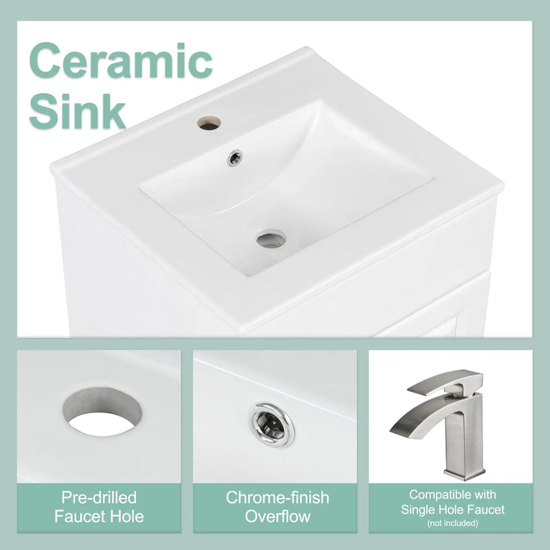 Bathroom Vanity With Sink, Cabinet With Adjustable Shelf