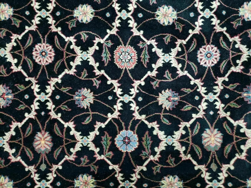6' X 9' Handmade India Floral Oriental Wool Rug Carpet Hand Knotted Nice Black by Jewel Rugs
