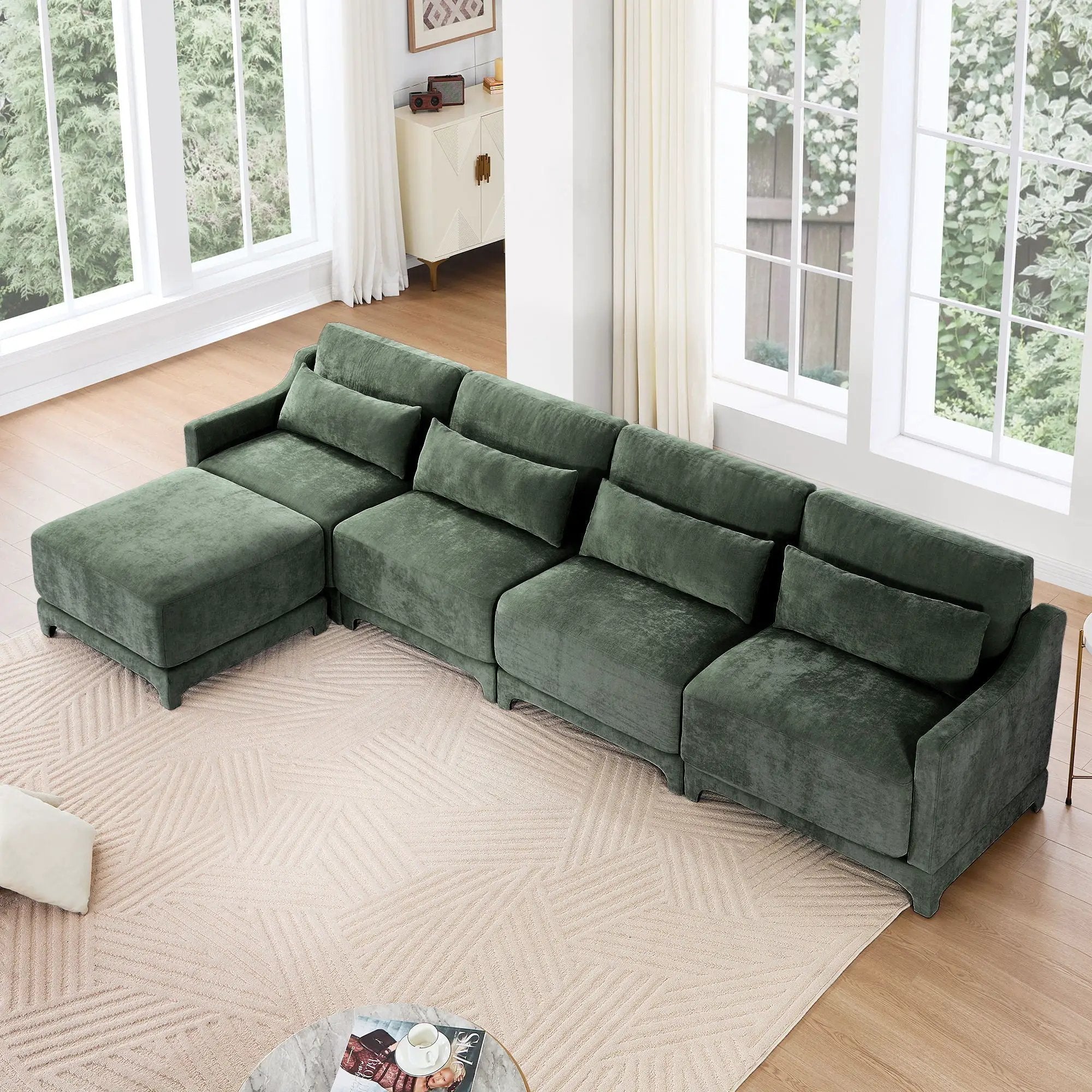 Stylish Sofa With Ottoman And Lumbar Pillows, Ergonomic Design by HouseOfZazla