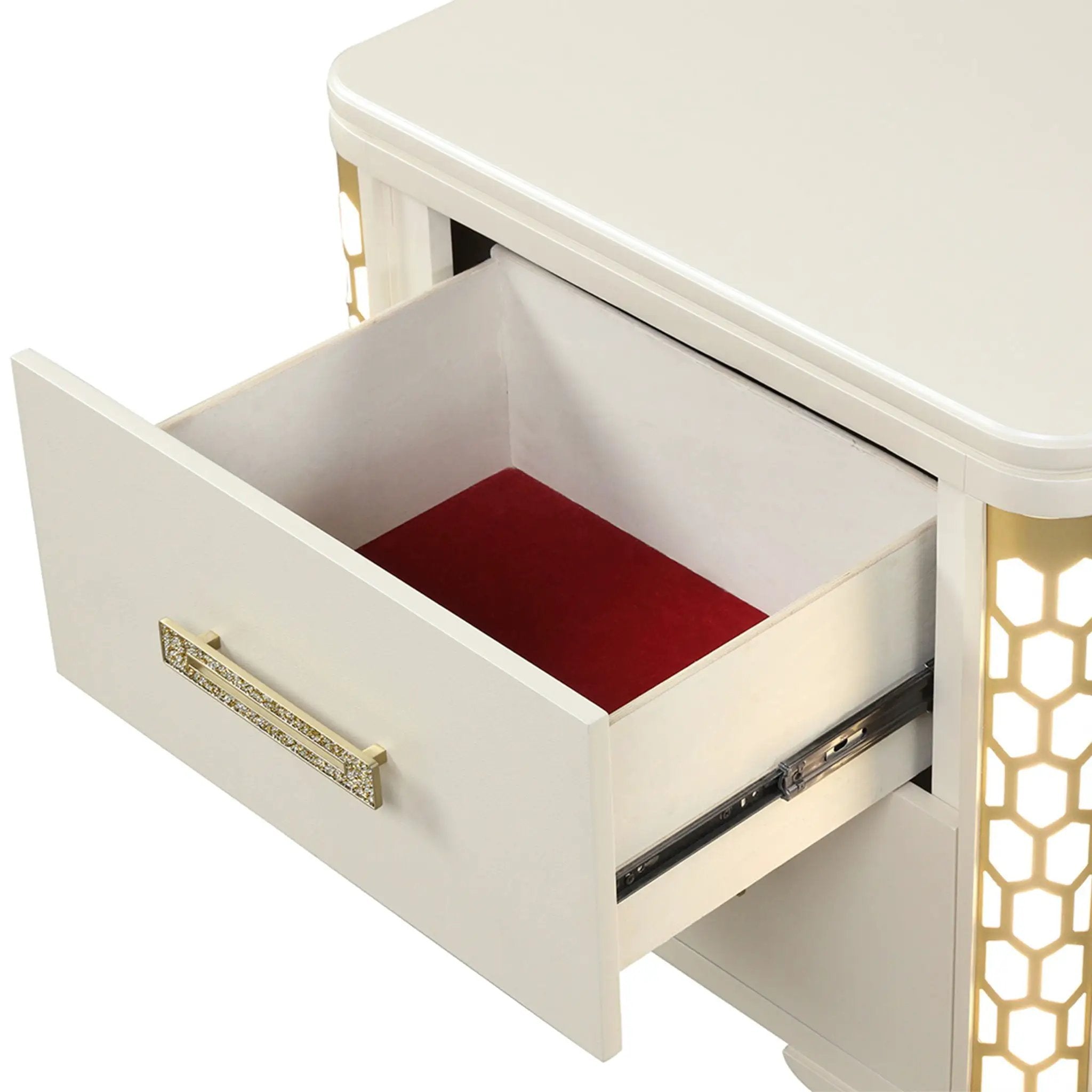 Jasmine - Nightstand With Side LED Lightning - Beige by HouseOfZazla