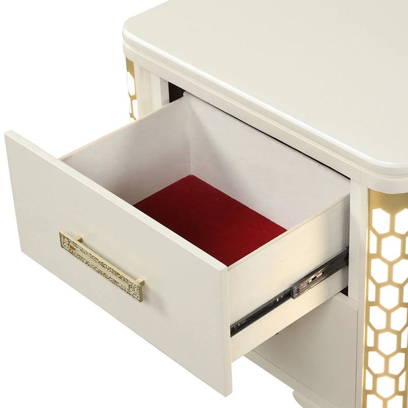 Jasmine - Nightstand With Side LED Lightning - Beige by HouseOfZazla