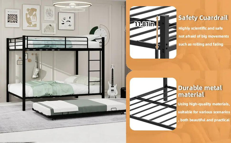Durable Square Tube Iron Full-Size Bunk Bed by HouseOfZazla