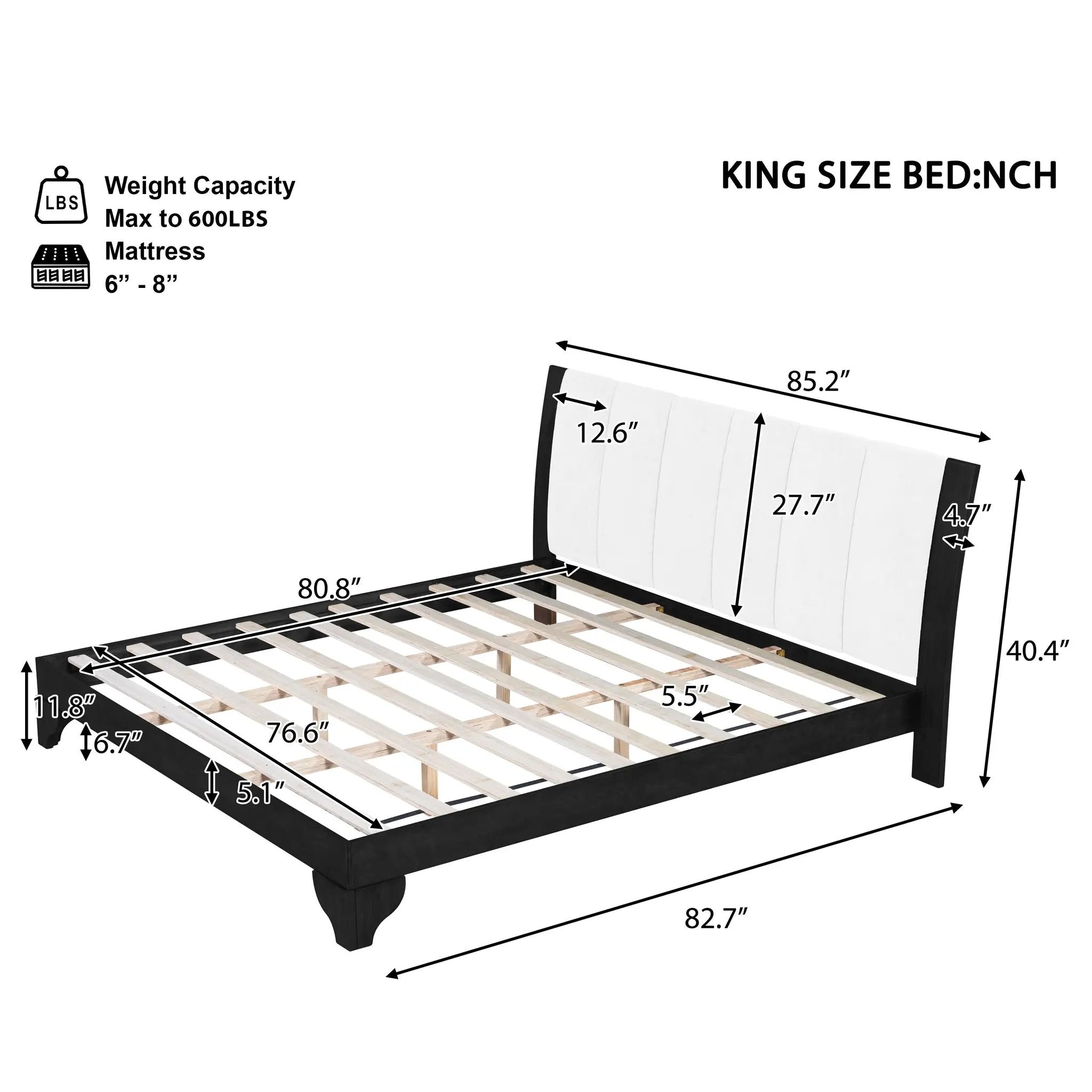 King Size Bed Frame Black and White by HouseOfZazla