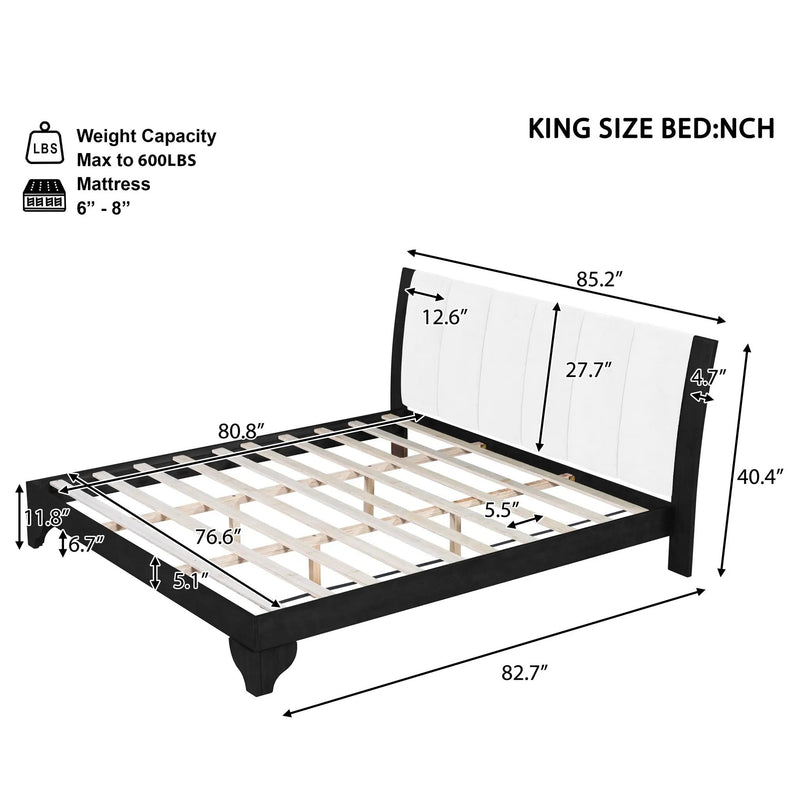 King Size Bed Frame Black and White by HouseOfZazla