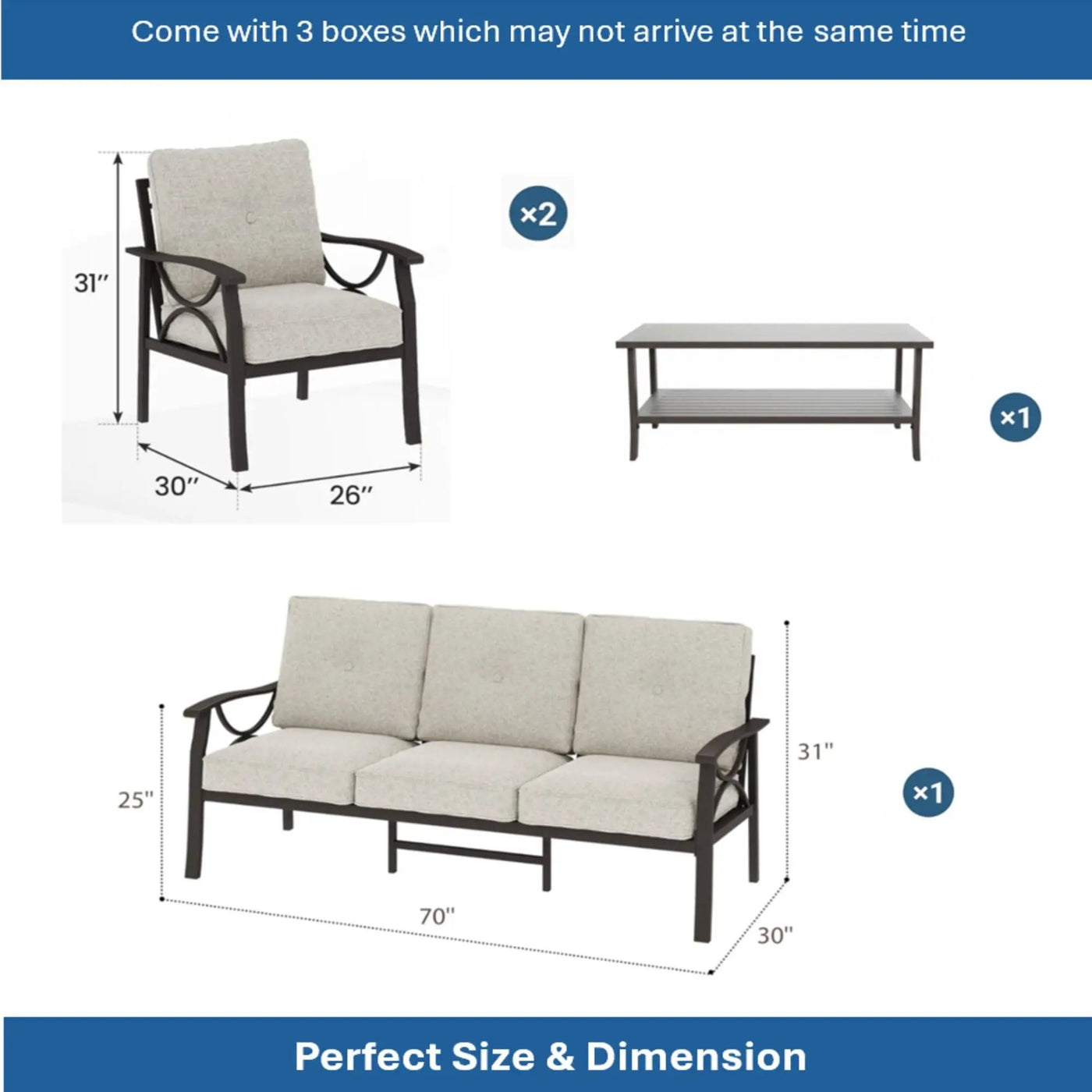 Patio Furniture Set with Coffee Table and Cushions for Backyard by HouseOfZazla