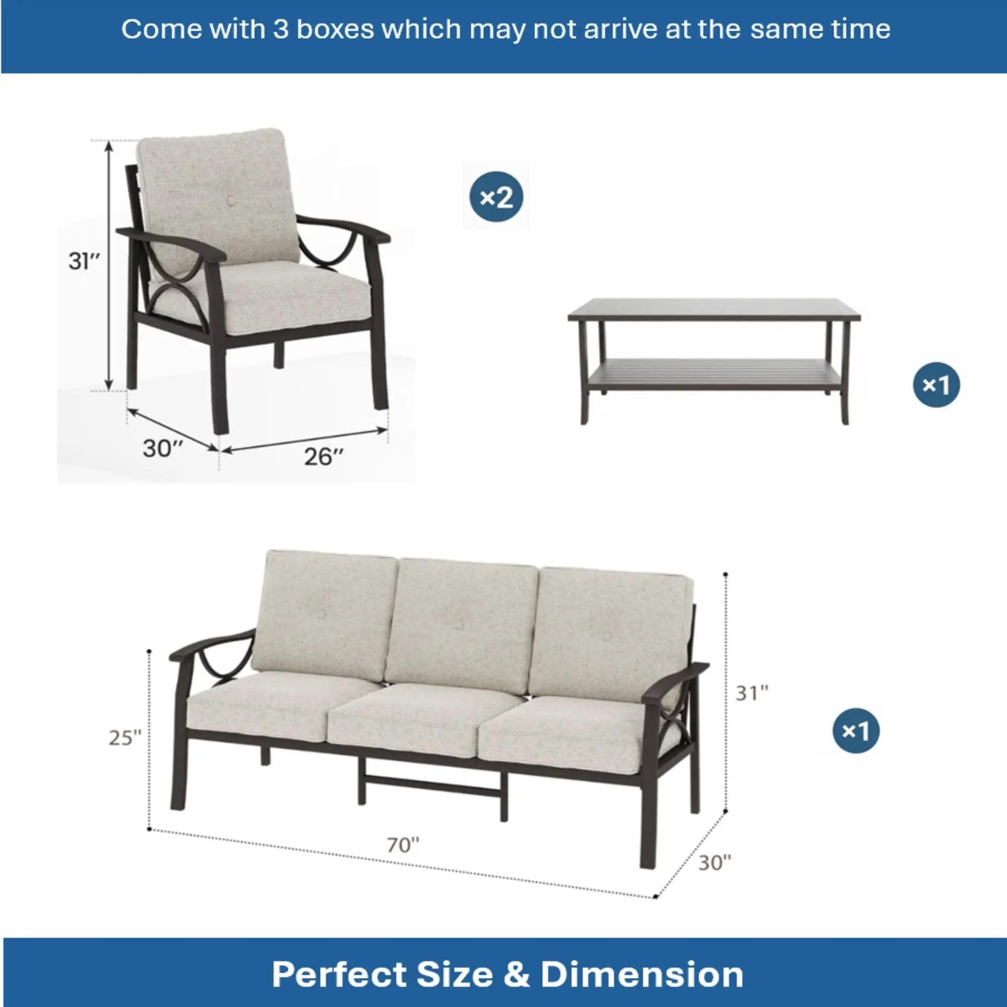 Patio Furniture Set with Coffee Table and Cushions for Backyard by HouseOfZazla
