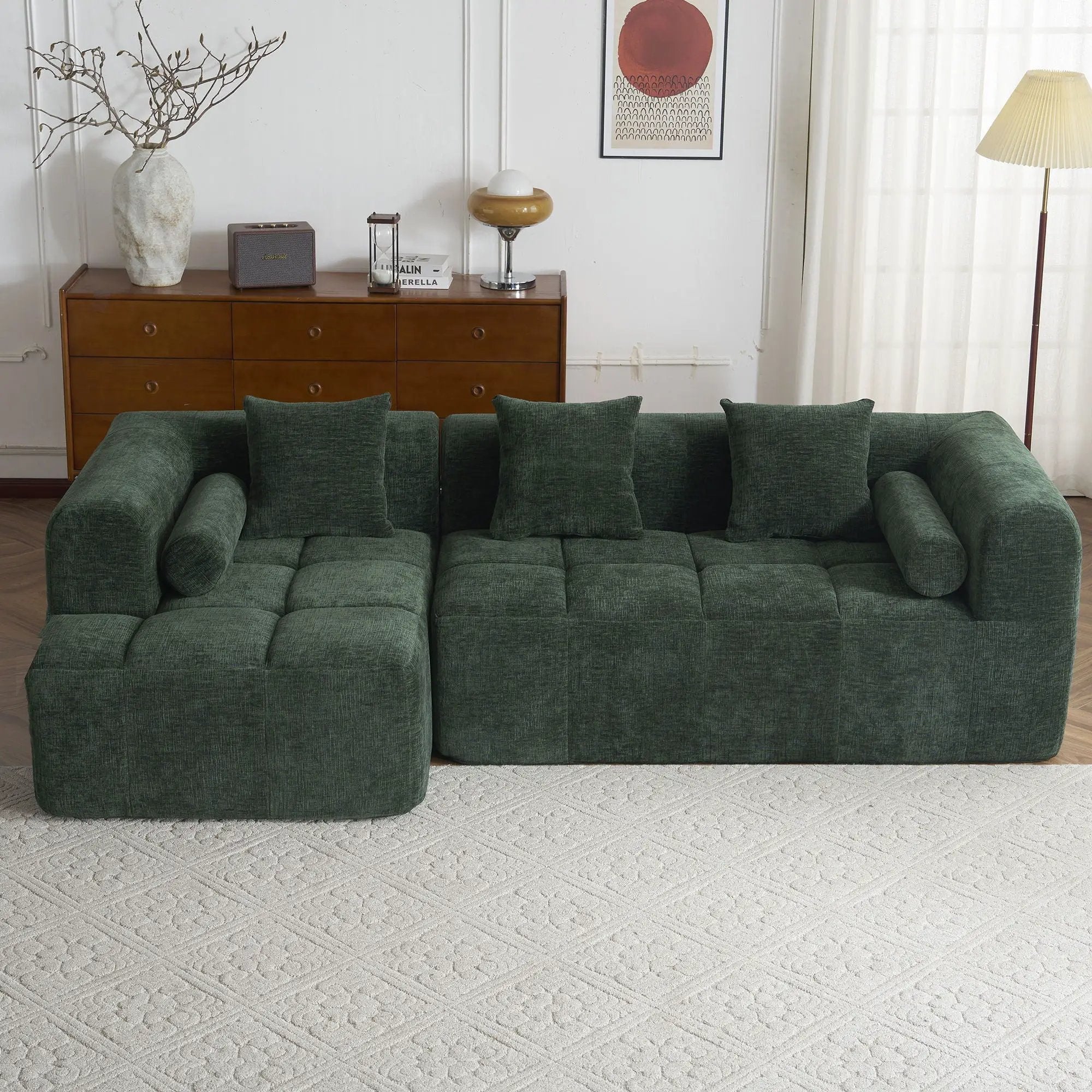 Sectional Free Combined Sofa With 2 Side Pockets by HouseOfZazla