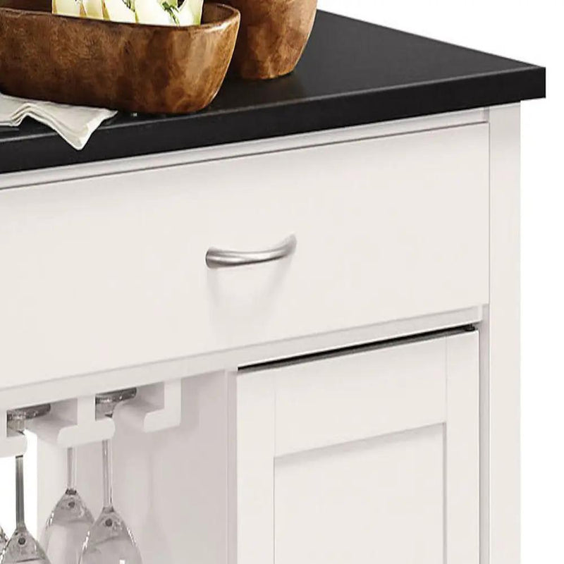 Ottawa - Kitchen Cart - Black Wooden Top & White by Unique Piece Furniture