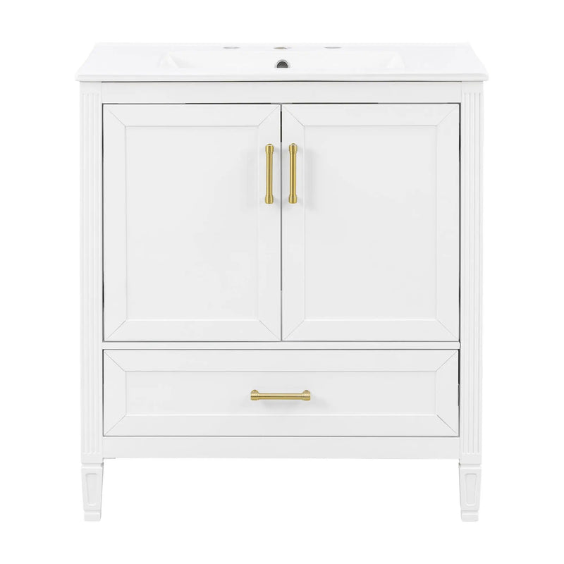 Elegant Fluted Bathroom Vanity With Sink, Soft Close Doors & Drawer by HouseOfZazla