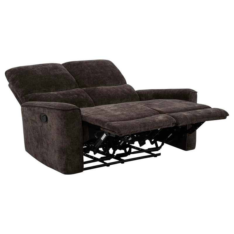 Navarro Chenille Upholstered Reclining Loveseat Dark Brown by Unique Piece Furniture