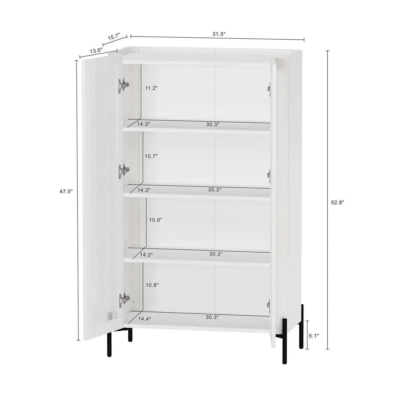 Abbey - Bookcase Cabinet With 4 Adjustable Shelves by HouseOfZazla