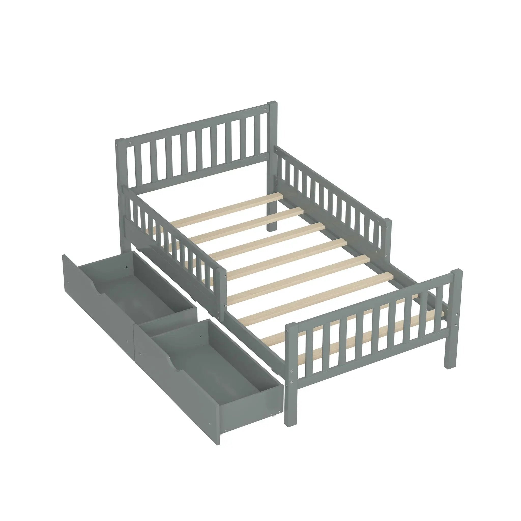 Platform Bed With Guardrails On Both Sides And 2 Storage Drawers by Unique Piece Furniture