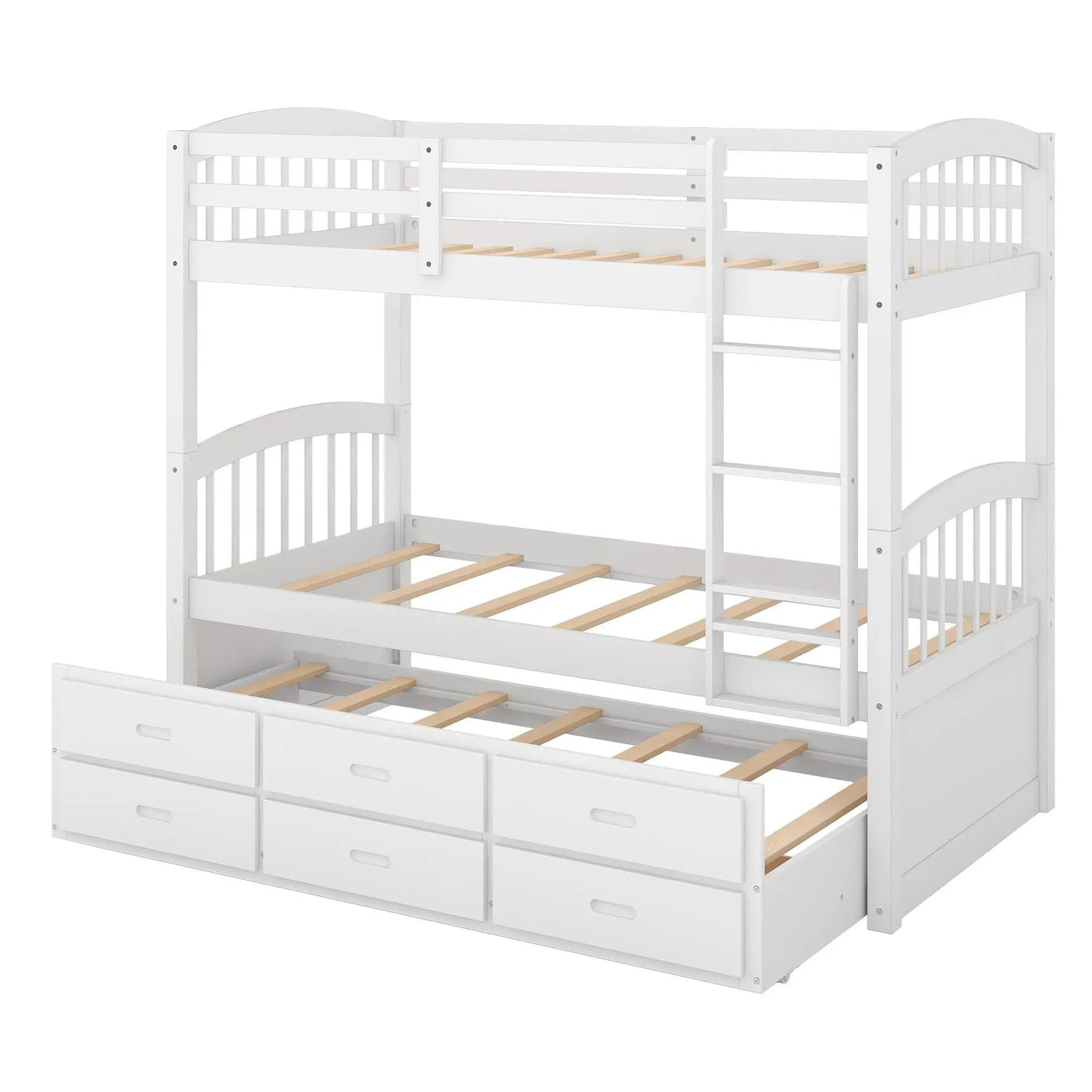 Bunk Bed With Trundle And Drawers, Arched Headboard And Footboard by HouseOfZazla