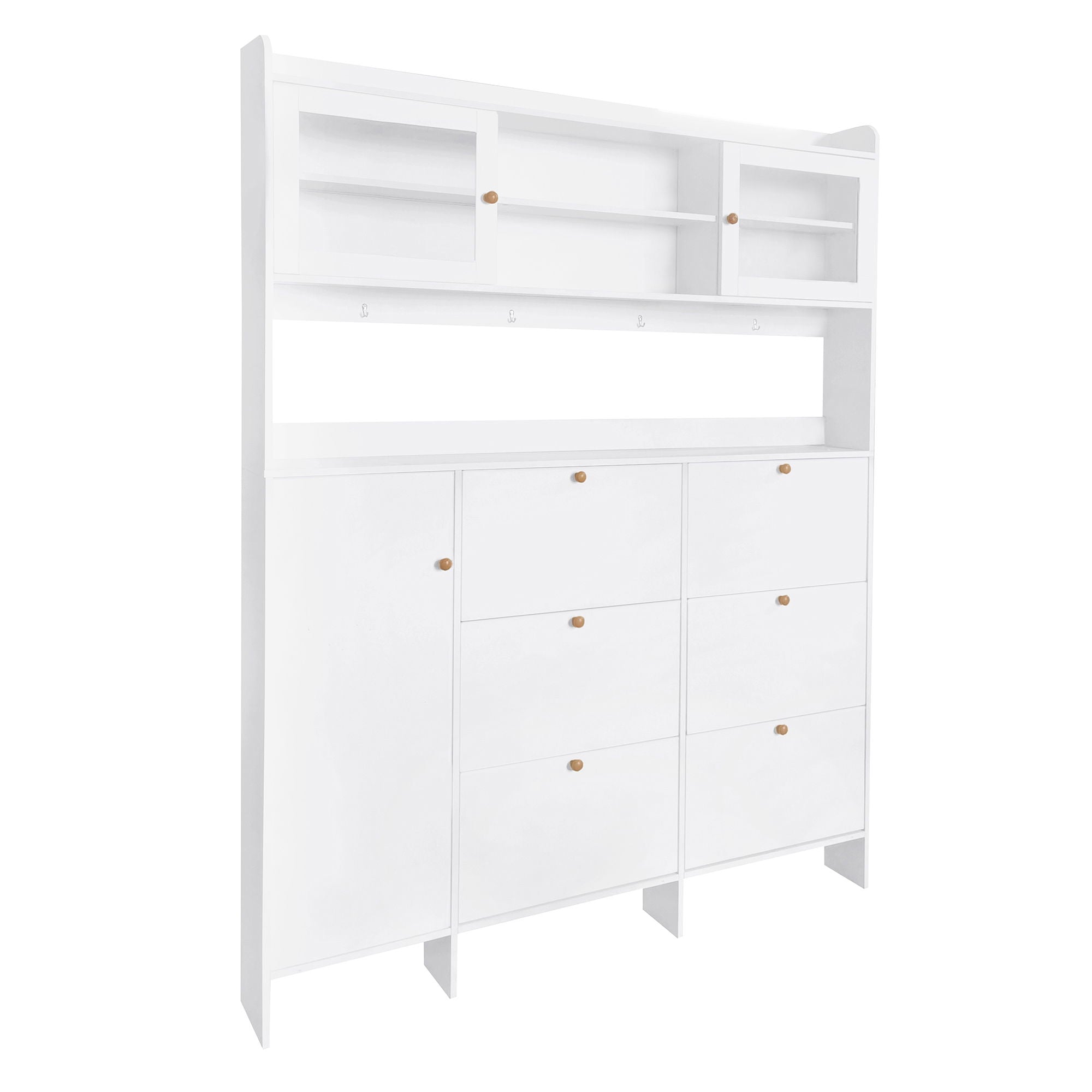 On Trend Multifunctional Tipping Bucket Shoe Cabinet With Storage Shelf & 6 Flip Drawers by Unique Piece Furniture