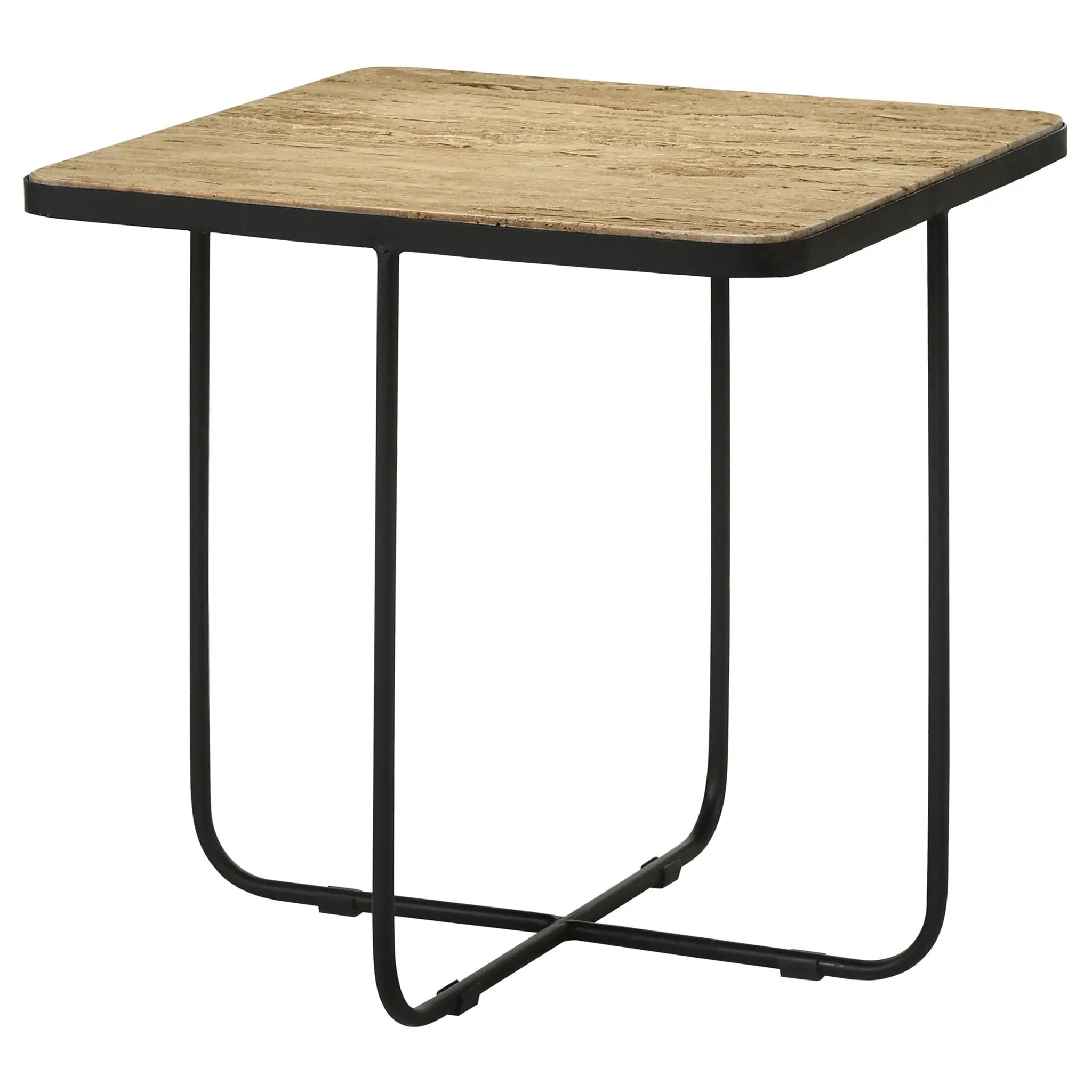 Elyna Square Stone Top Accent Side Table Beige by Unique Piece Furniture