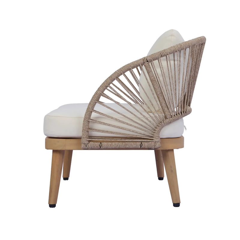 Acacia Wood Outdoor Club Chair, Curved Tub Design Patio Chair by HouseOfZazla