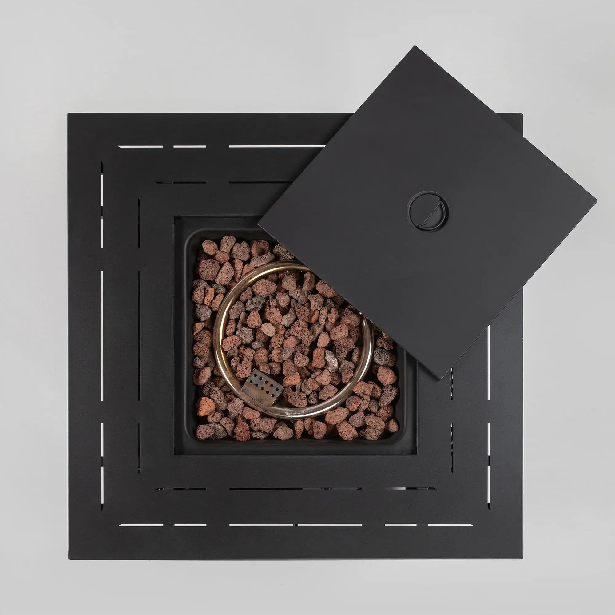 Square Fire Pit Table - Black Brown by HouseOfZazla