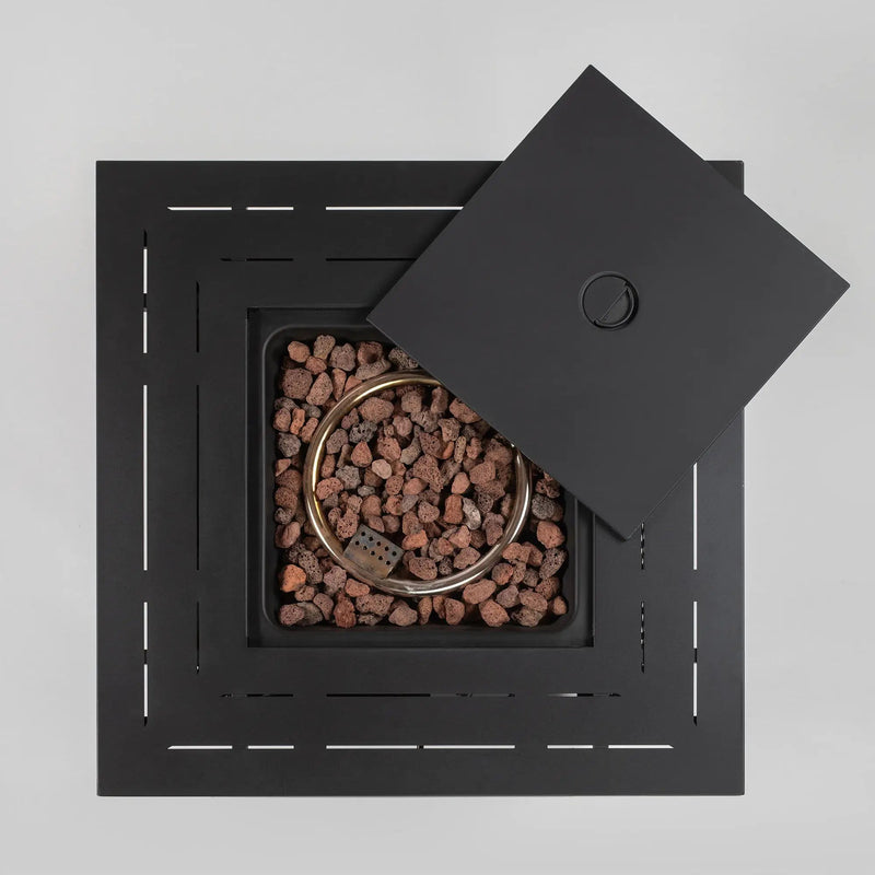 Square Fire Pit Table - Black Brown by HouseOfZazla