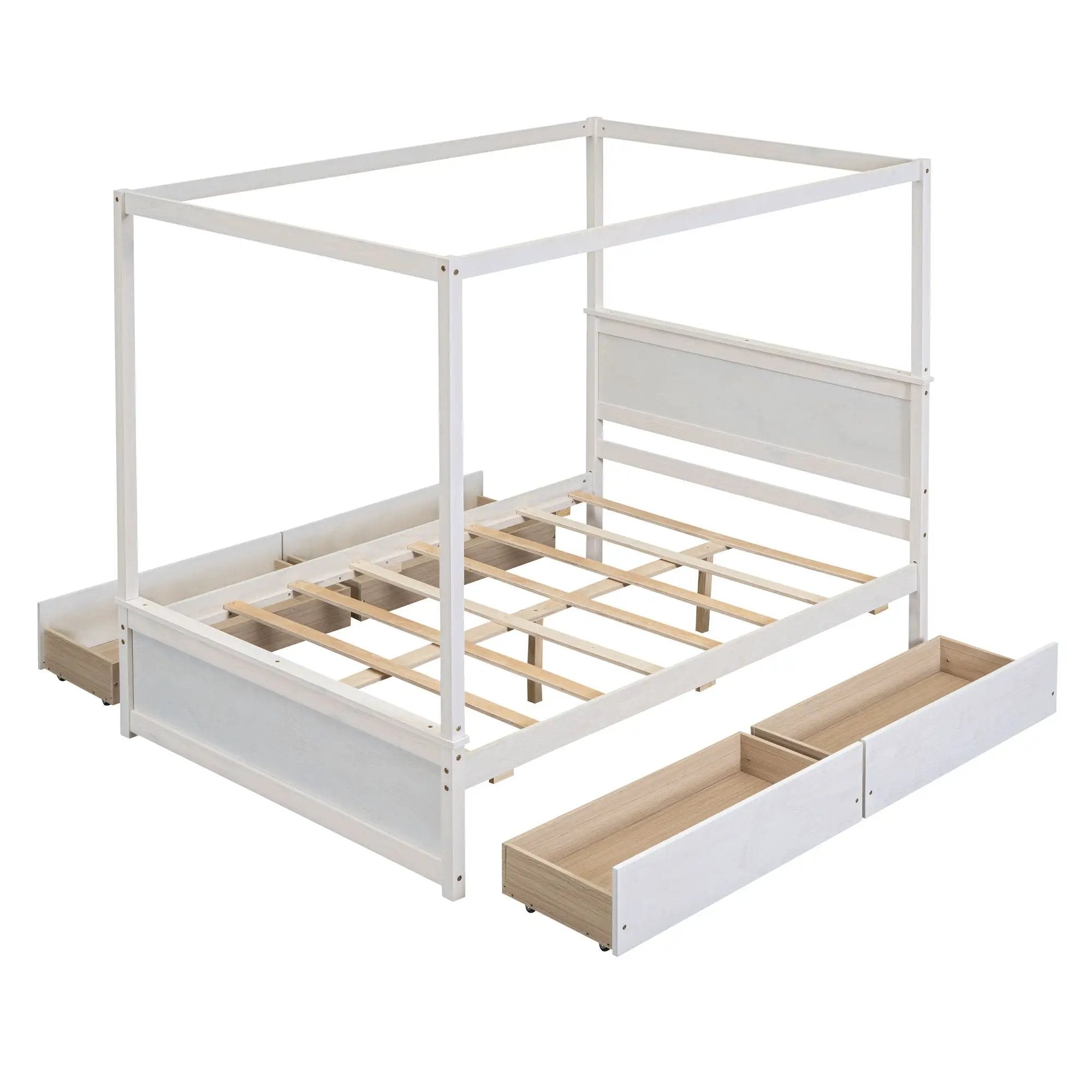 Canopy Platform Bed With Drawers, Support Slats, No Box Spring Needed by Unique Piece Furniture