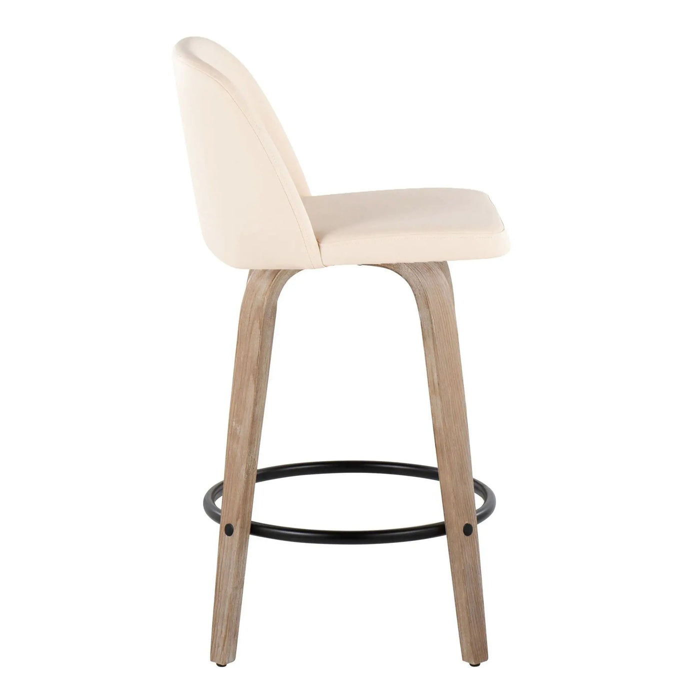 Toriano - Contemporary Fixed-Height Counter Stool & Swivel With Round Footrest (Set of 2) by HouseOfZazla