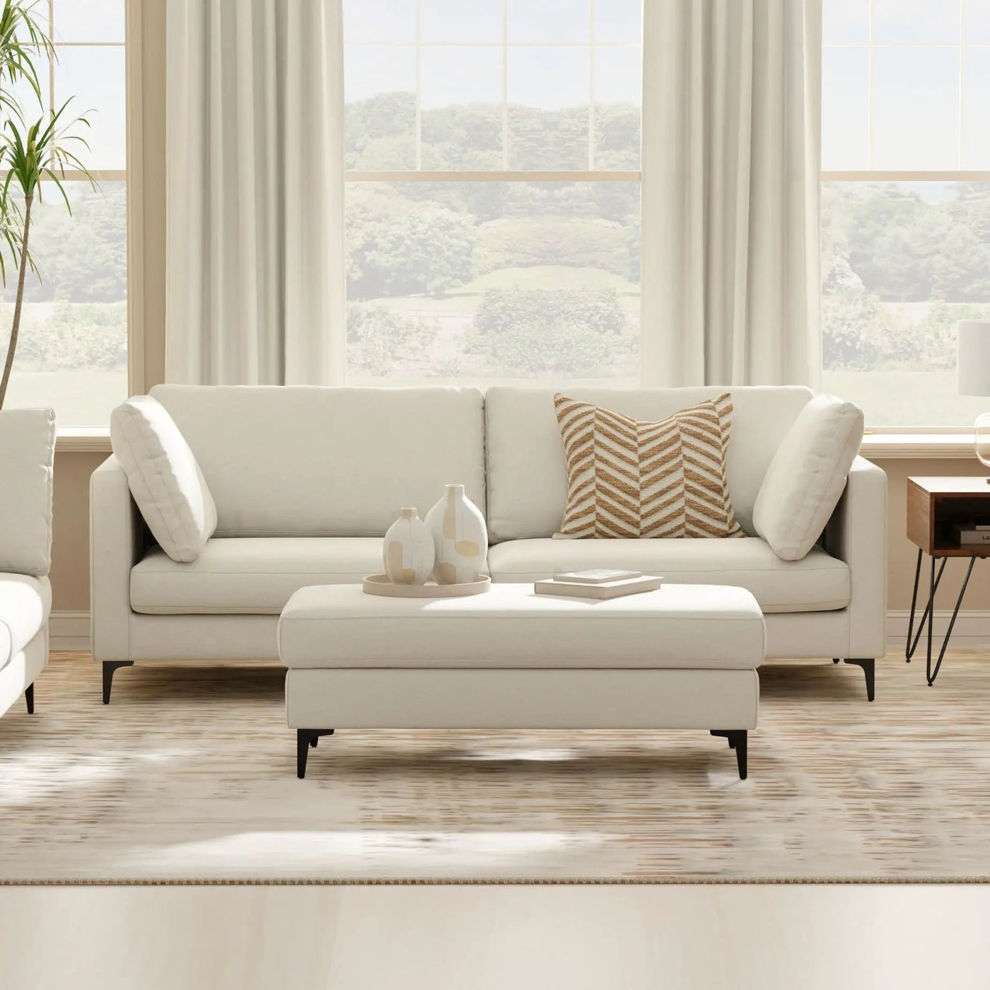 Ava - Mid Century Sofa With Ottoman Set by HouseOfZazla