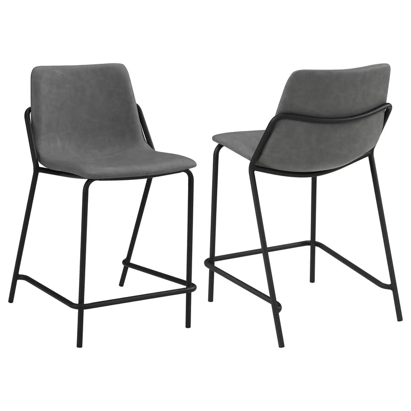 Counter Height Stools With Footrest (Set of 2) - Gray / Black by HouseOfZazla