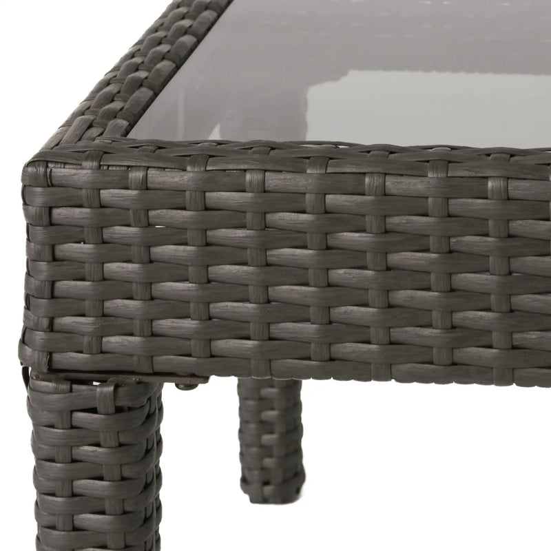 Contemporary Antibes Loveseat & Table Set Outdoor - Gray by HouseOfZazla