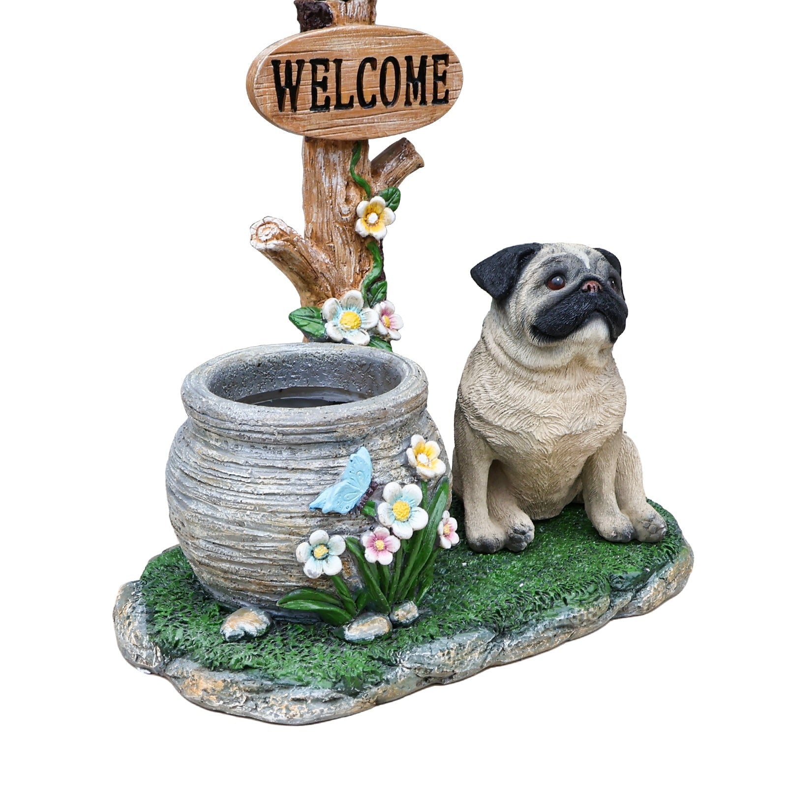 Sitting Pug Dog Planter Statue by HouseOfZazla