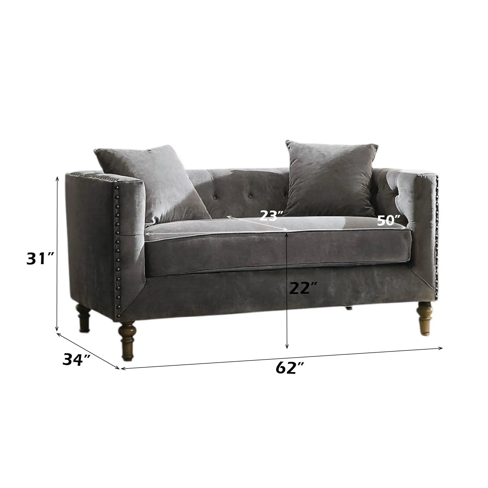 Sidonia - Loveseat With 2 Pillows - Gray by HouseOfZazla