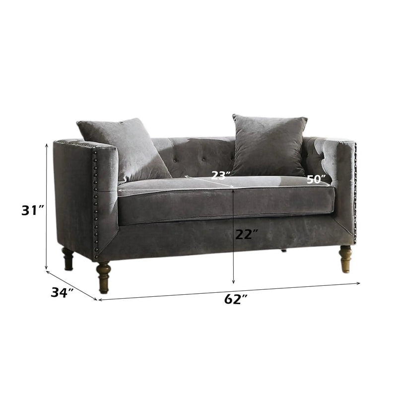 Sidonia - Loveseat With 2 Pillows - Gray by HouseOfZazla