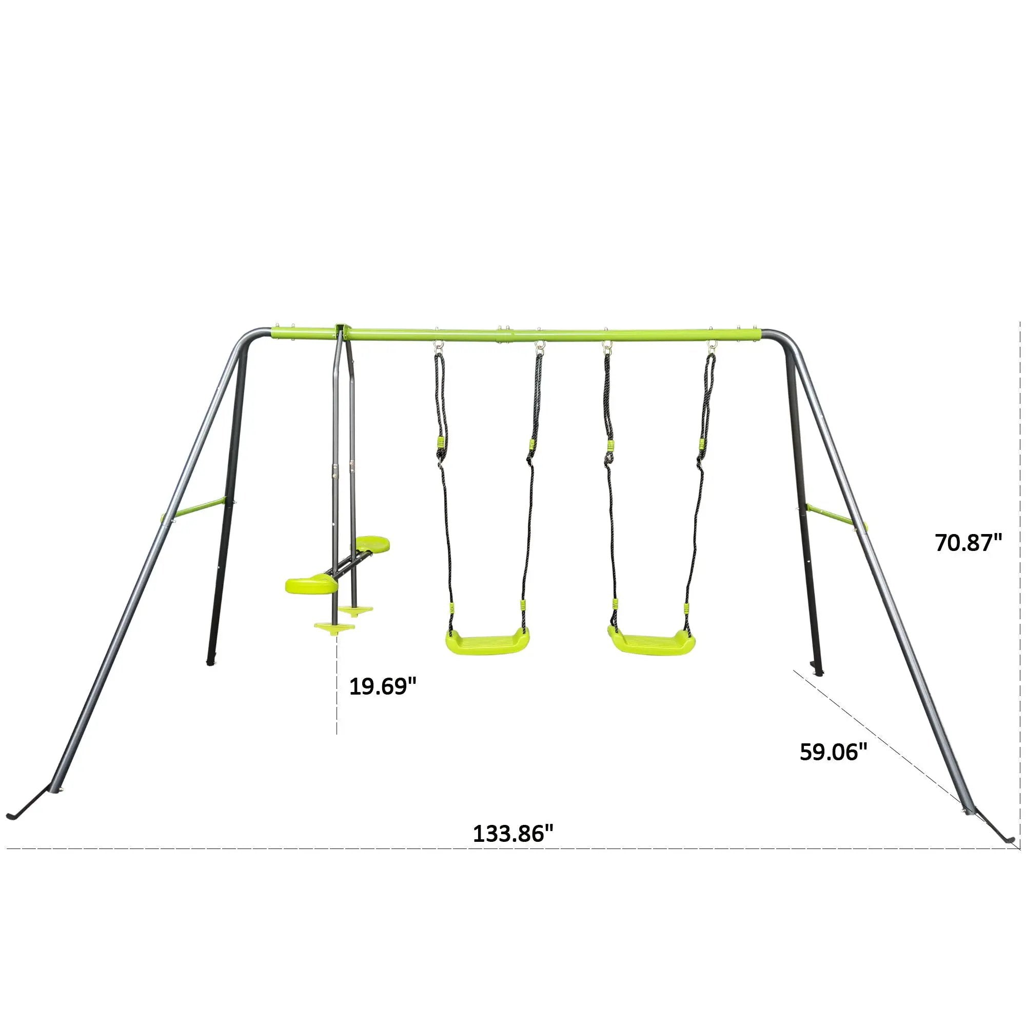 Xns081 Interesting Swingset With Plastic Safe Swing Set 440Lbs For Outdoor Playground For Age 3+ With Face To Face Without Tee - Lime Green by HouseOfZazla
