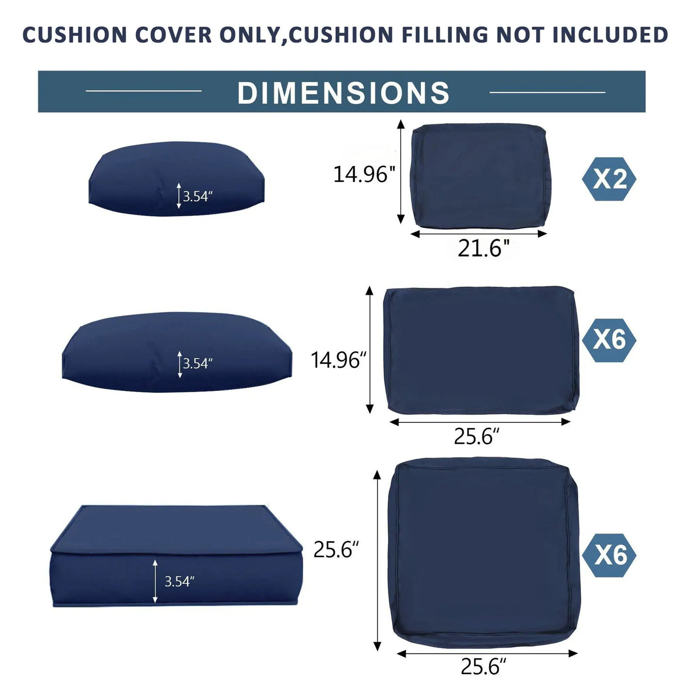Outdoor Deep Seat Cushions For Patio Furniture Replacement, Cushion Set For Sectionals by HouseOfZazla