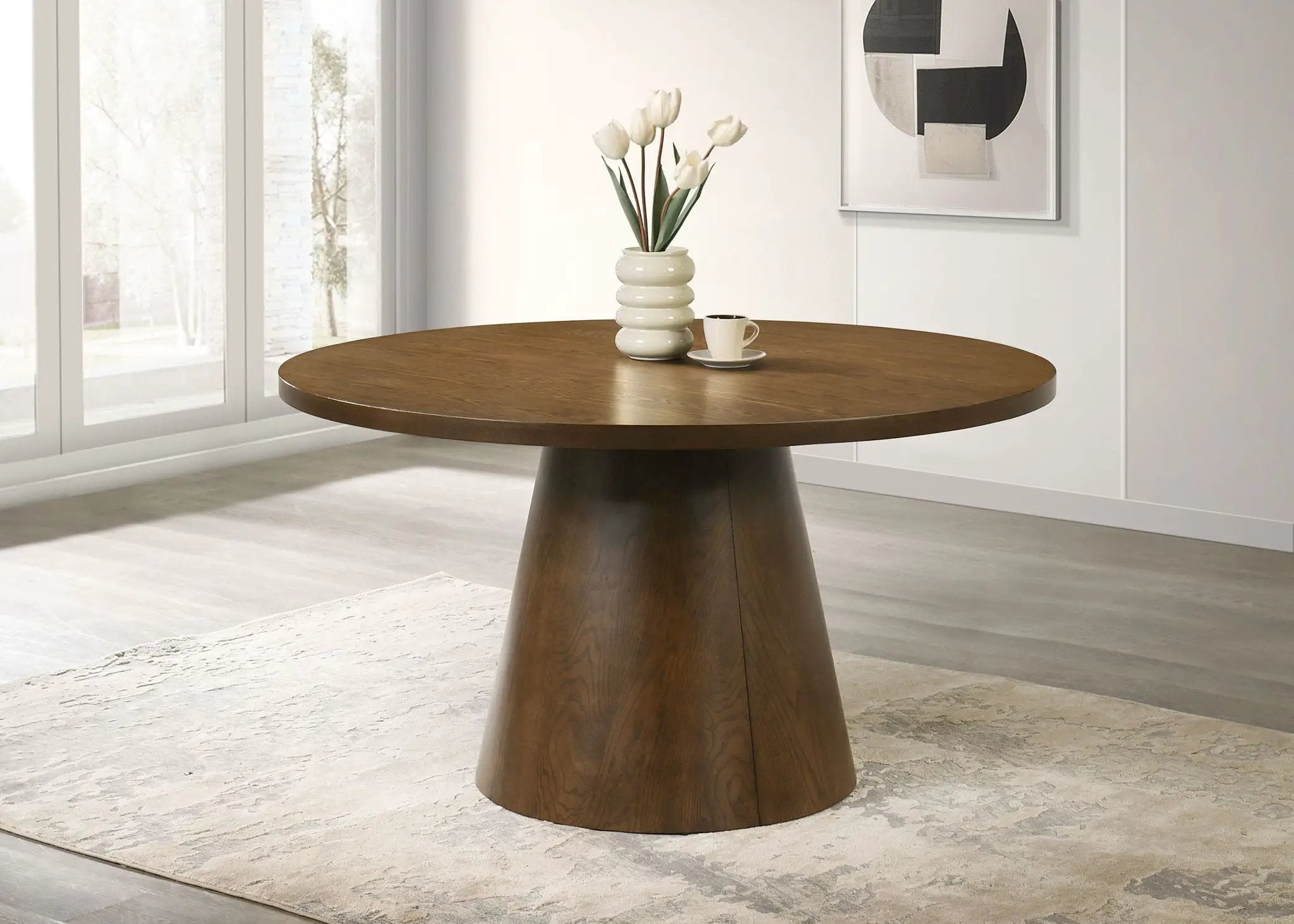 Franklin 54-inch Round Wood Pedestal Base Dining Table Dark Brown by Unique Piece Furniture