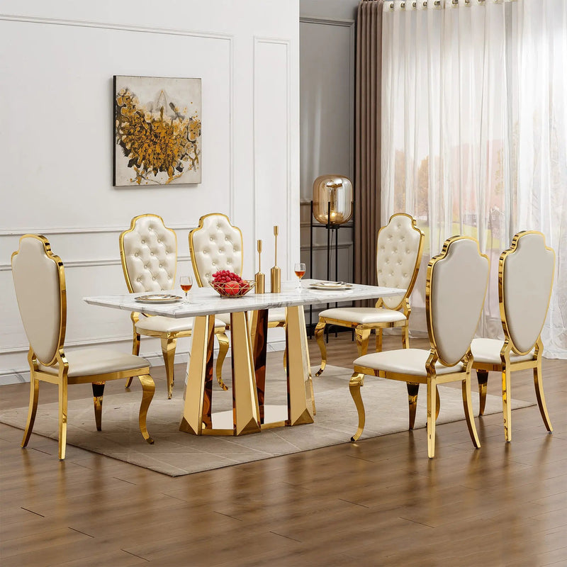 70'' Faux Marble Dining Table for 6 People by HouseOfZazla