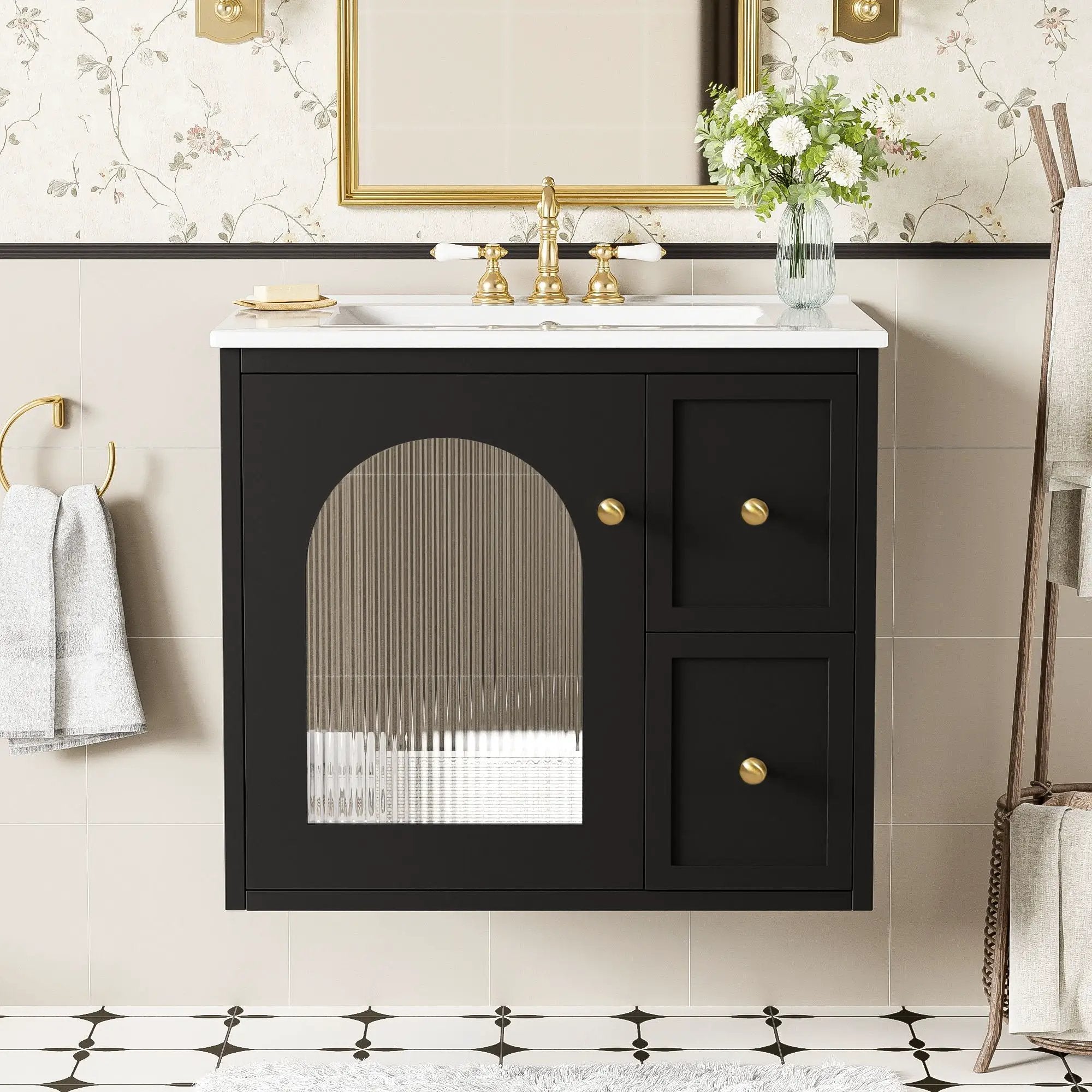Wall-Mounted Bathroom Vanity Set With Sink, 2 Drawers And Soft-Close Door by Unique Piece Furniture