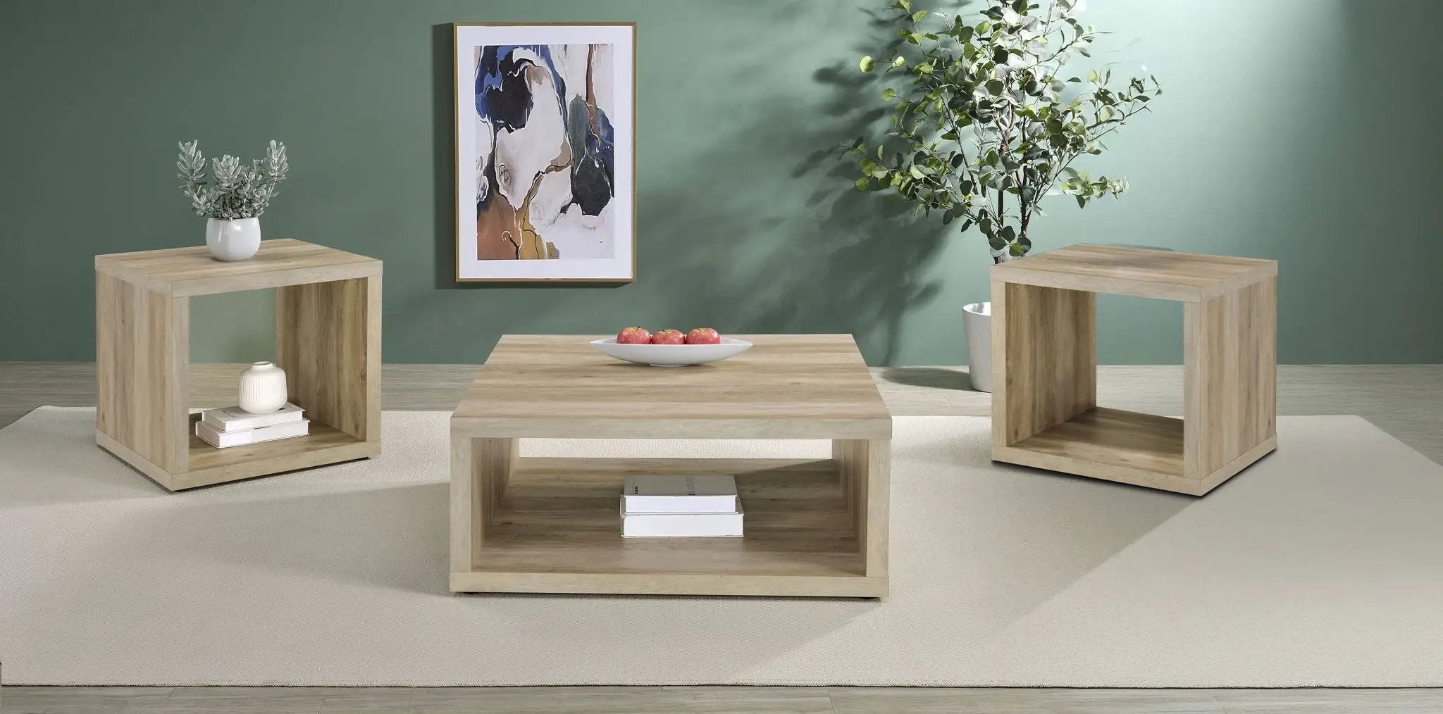 Frisco 3-piece Coffee and End Table Set Distressed Pine by Unique Piece Furniture
