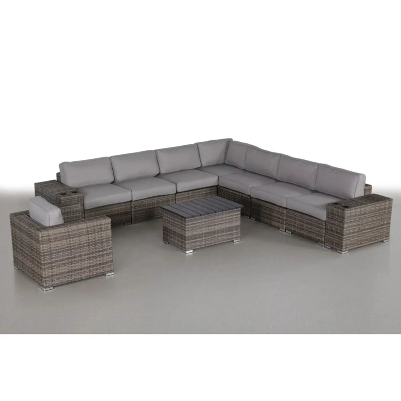 Modern Patio Rattan Sectional Set With Cushions by Unique Piece Furniture
