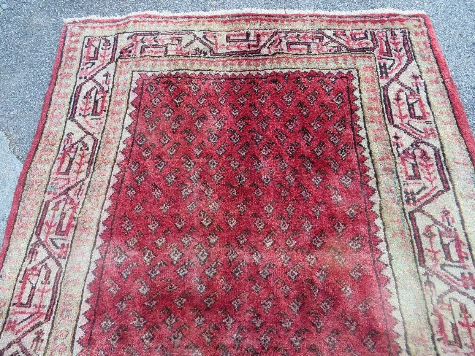 3'7"X 10' Antique Handmade India Oriental Paisley Wool Runner Rug Vegy # 31 by Jewel Rugs