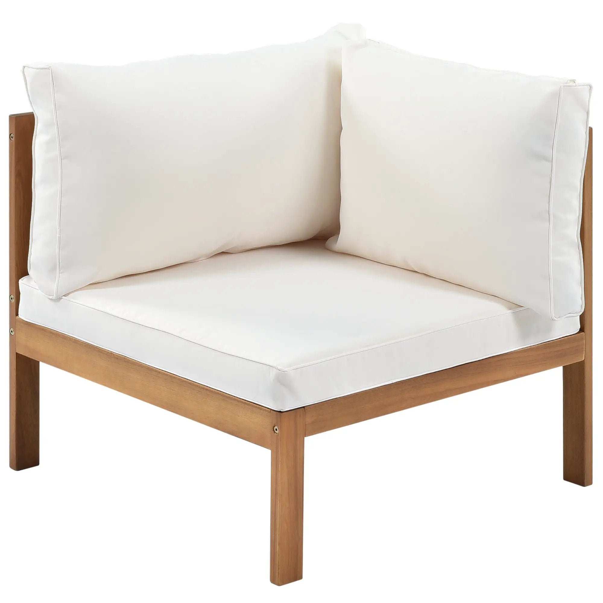 Wood Structure Outdoor Sofa Set with Beige Cushions by HouseOfZazla