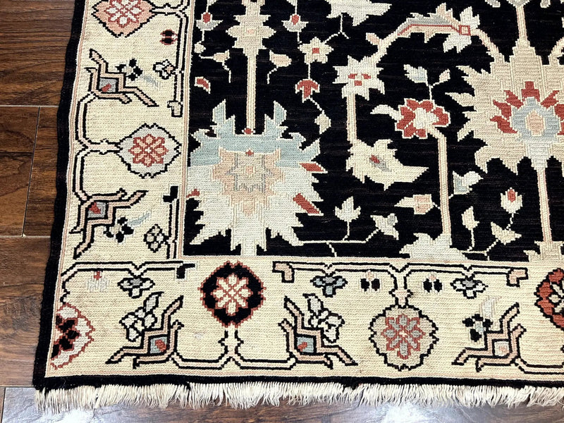 Turkish Flatweave Kilim Rug 3x5, Black, Handmade Vintage Wool Carpet by Jewel Rugs