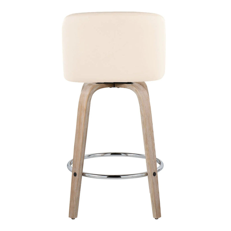 Toriano - Modern Design Fixed Height Counter Stool With Swivel With Round Footrest (Set of 2) by HouseOfZazla