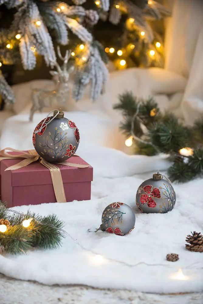 Glass Decorative Hanging Ball Christmas Tree Ornaments For Holiday Party Decorations by HouseOfZazla