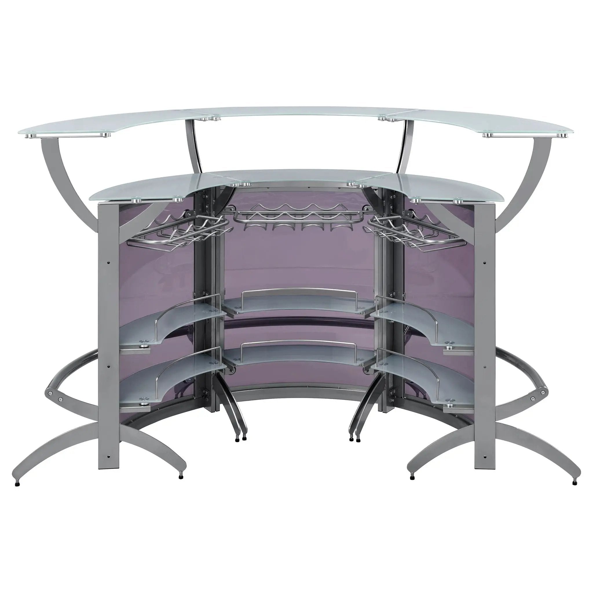 Dallas 3-piece Curved Freestanding Home Bar Cabinet Silver by Unique Piece Furniture