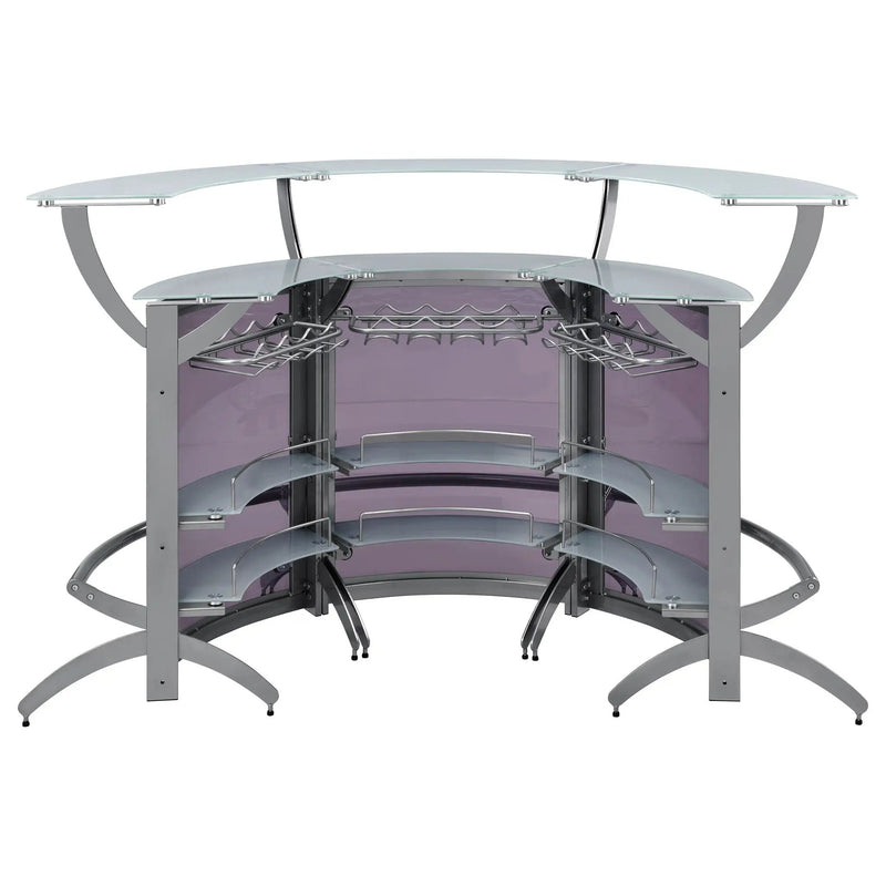 Dallas 3-piece Curved Freestanding Home Bar Cabinet Silver by Unique Piece Furniture