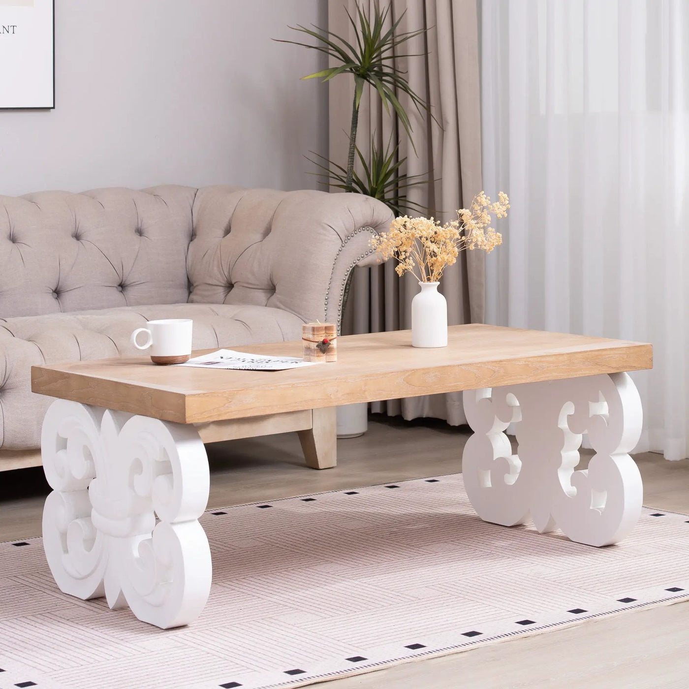 Ornate Scroll Base Coffee Table by Unique Piece Furniture