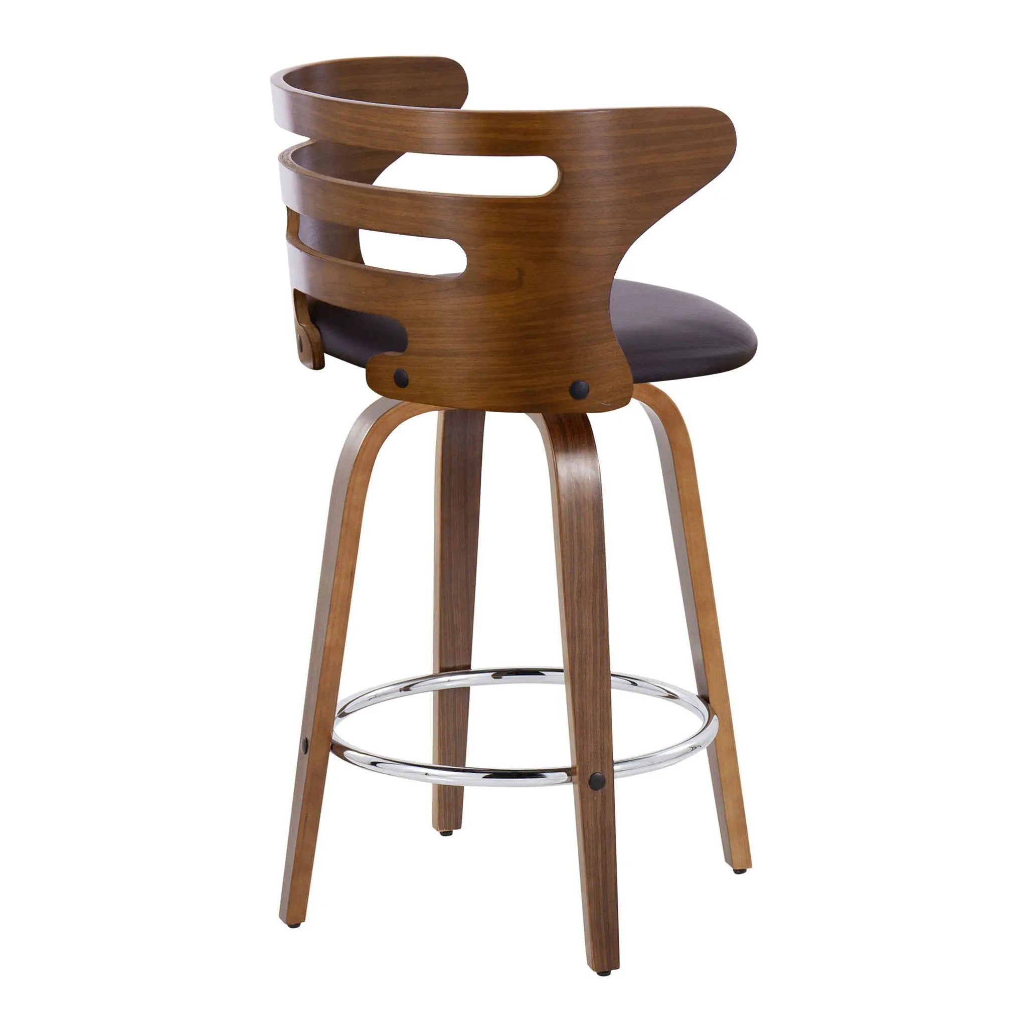 Cosini - Mid Century Modern Fixed Height Barstool With Swivel With Round Footrest (Set of 2) by HouseOfZazla