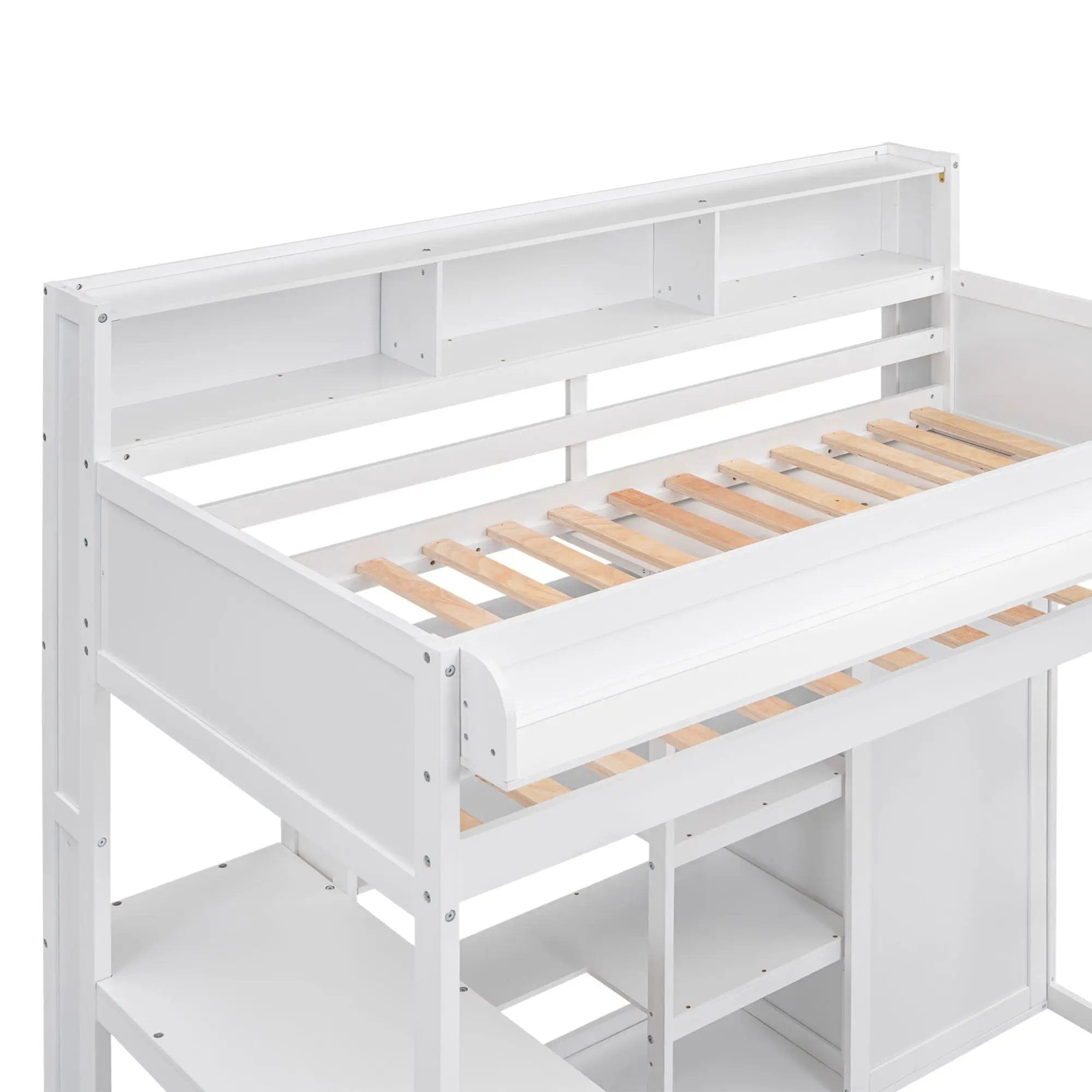 Loft Bed With Built In Desk, Storage Shelves, And Wardrobe by Unique Piece Furniture
