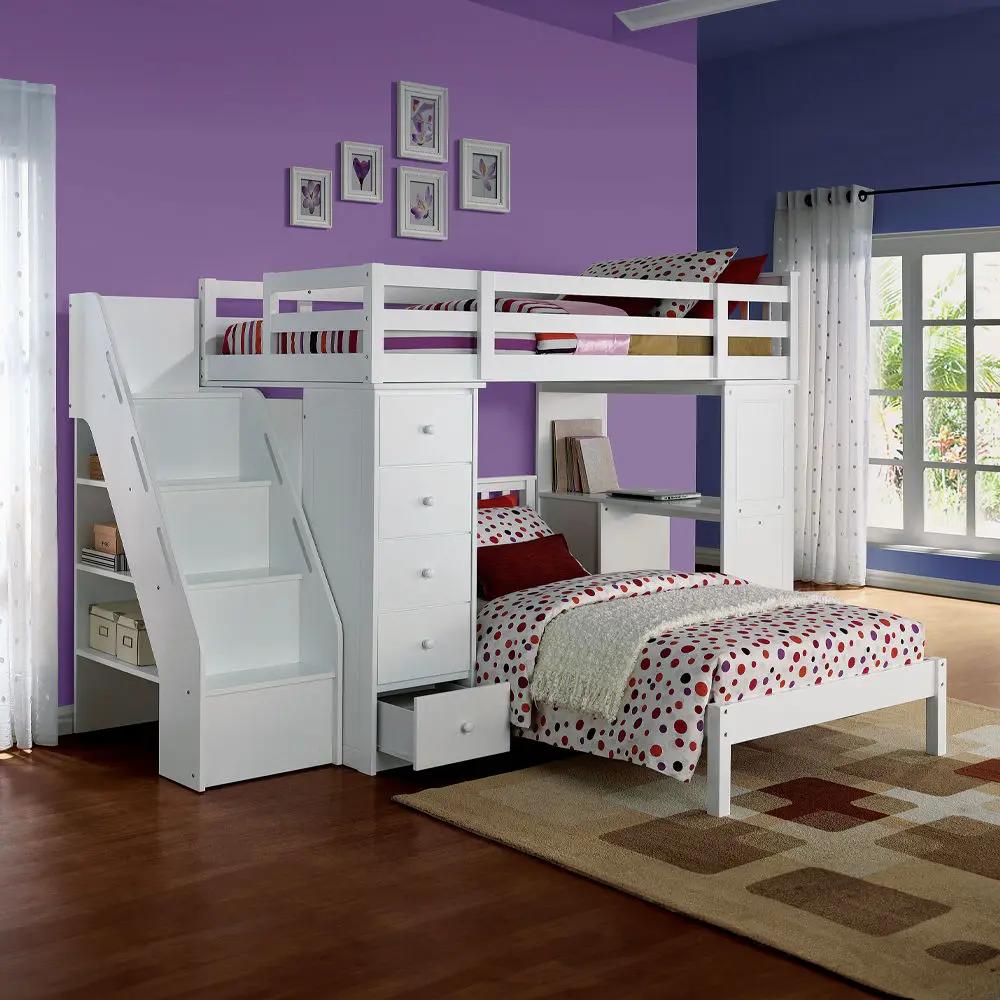 Freya - Twin Loft Bed With Storage - White by Unique Piece Furniture