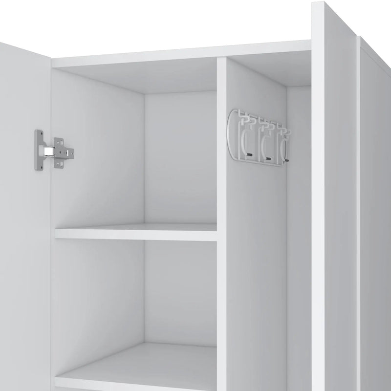 Attica Broom Cabinet Double-Door Design with Inner Shelves and Side Hangers by HouseOfZazla