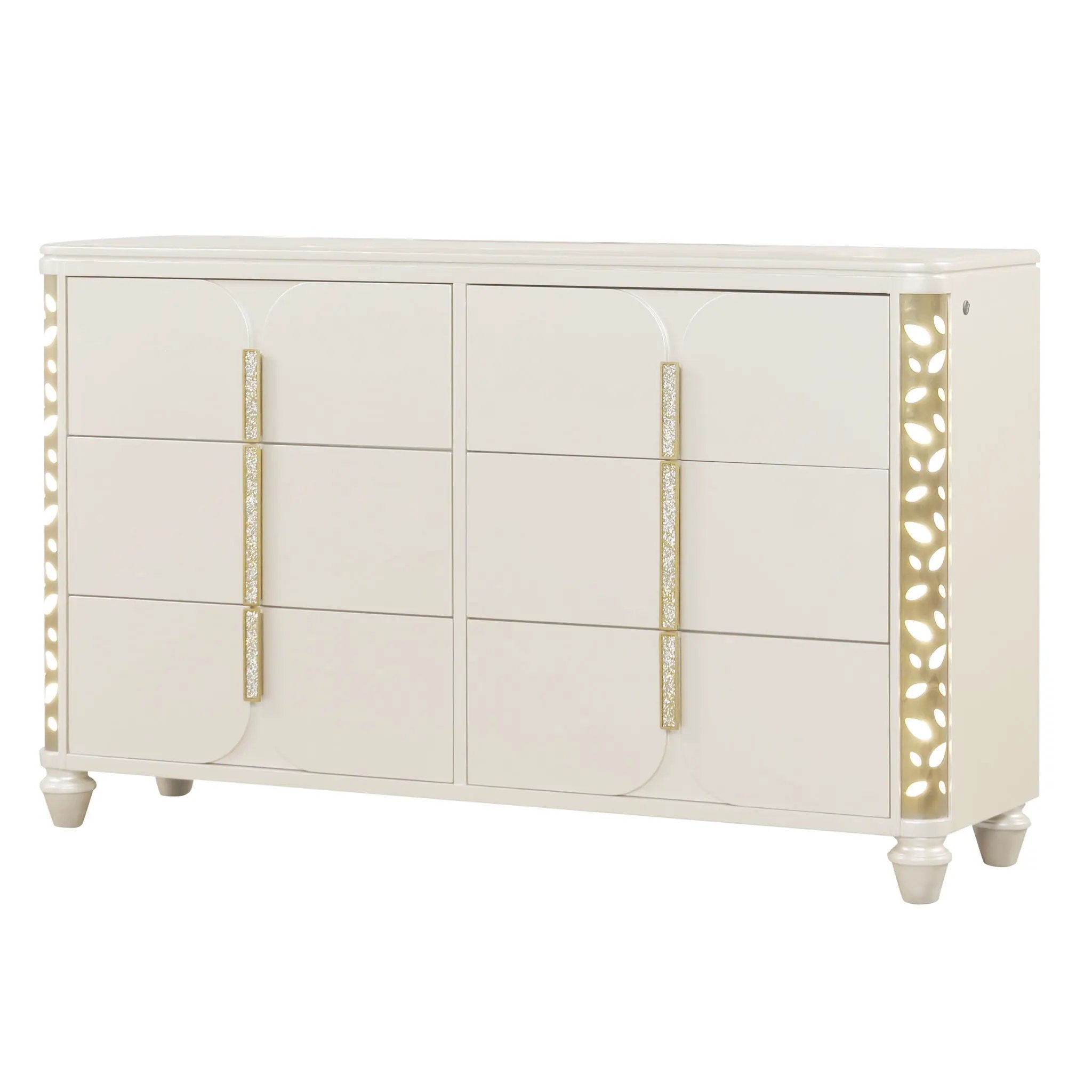Cinderella - Dresser With LED Accents And 6 Storage Drawers (Mirror Not Included) - Beige by HouseOfZazla